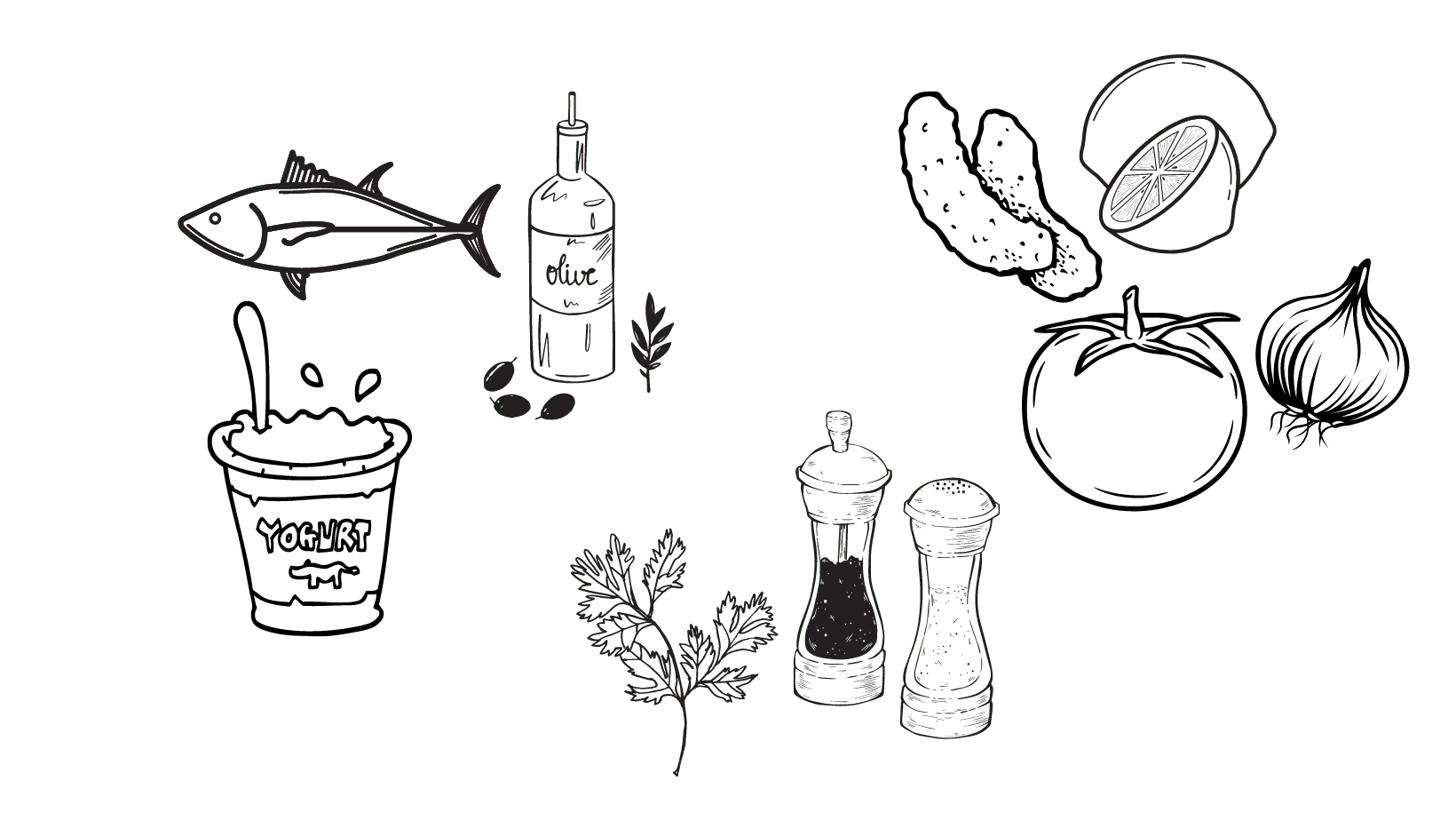 Ingrediënten tonijnsalade.